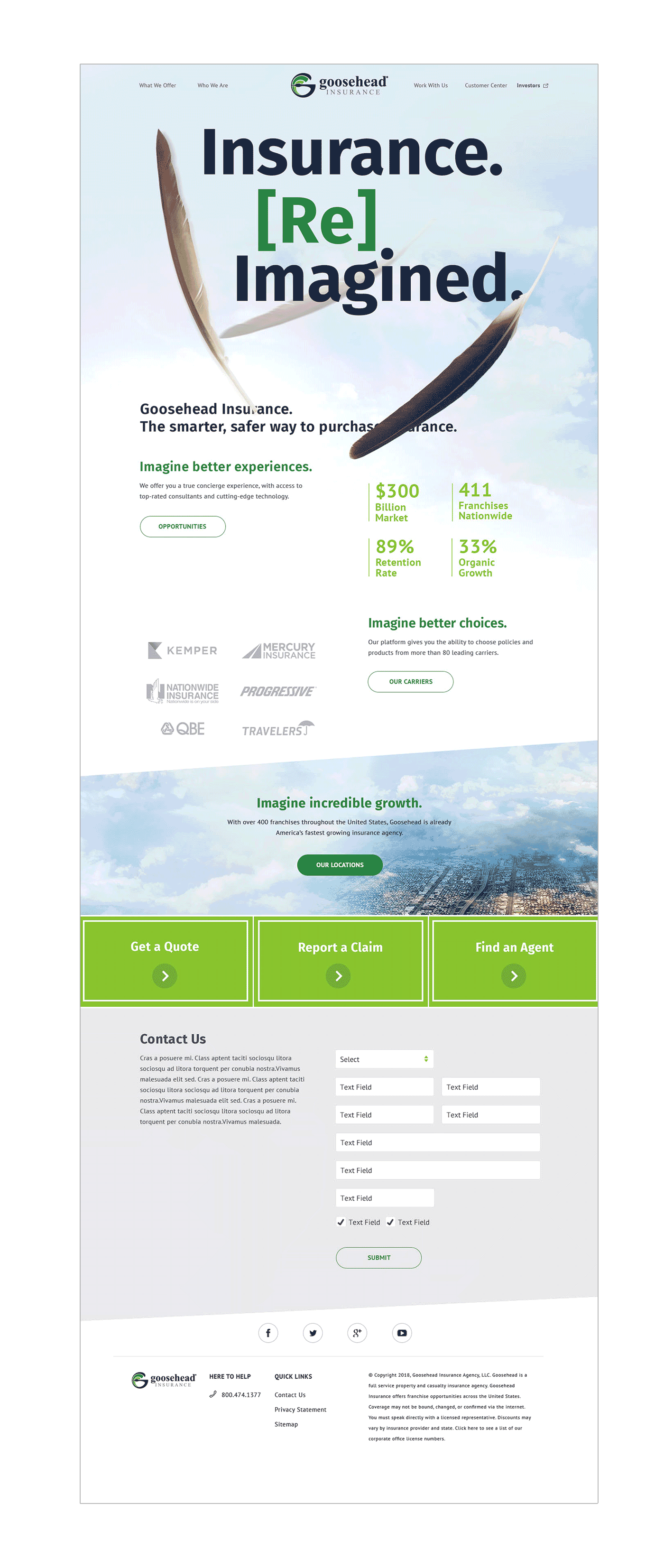 Redesigned Goosehead homepage